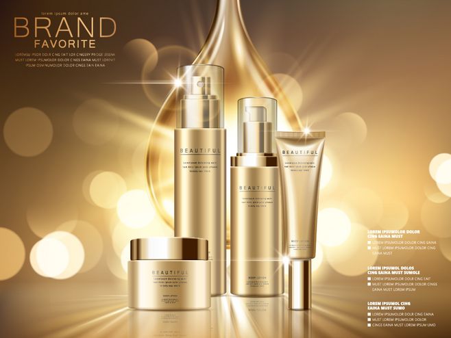 金色華彩 海外高端化妝品護膚品的奢華海報藝術